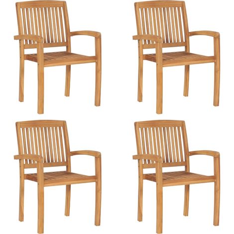 Maison Exclusive - Stapelbare Gartenstühle mit Kissen 4 Stk. Mass
