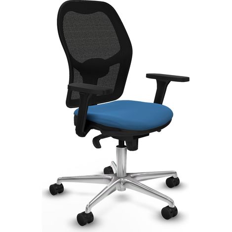 Jorquera sincro malla negra similpiel azul claro brazos 3D base aluminio ruedas 65mm nailon (1/5)