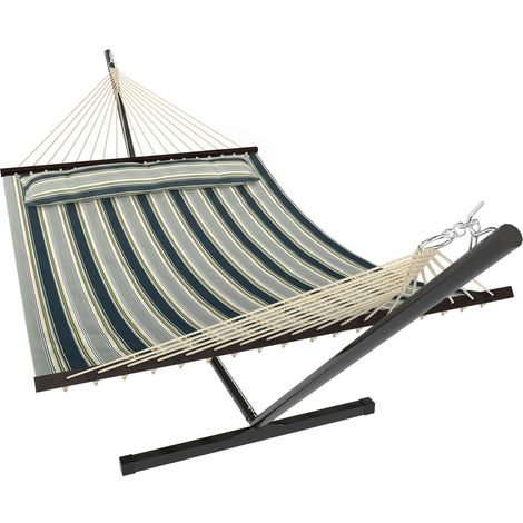 353 cm freistehende Hängematte, Stahlrahmen mit abnehmbarem Kissen und Spreizstangen, grün