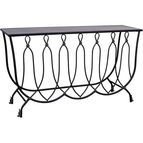 console d'entrée métal noir antique style contemporain - noir antique effet vieilli