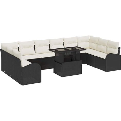 Maison Exclusive - Set Divano da Giardino 11 pz Nero Poly Rattan (1/5)