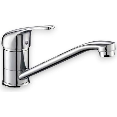Rubinetto miscelatore monocomando per lavello bagno in ottone cromato (1/5)