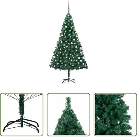 vidaXL LED-Weihnachtsbaum -  Künstlicher Weihnachtsbaum mit Beleuchtung & Kugeln Grün 150 cm