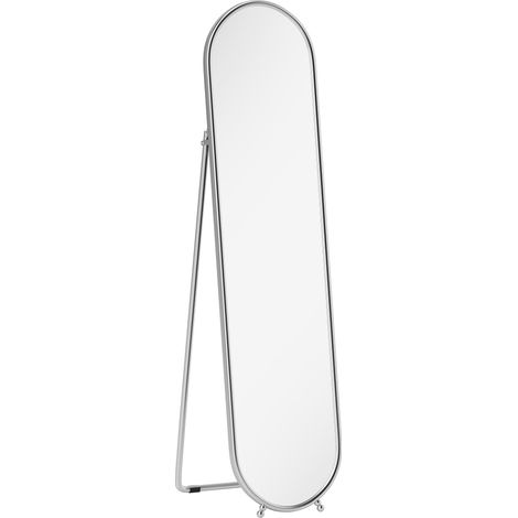 Specchio a Figura Intera da Terra 40x4x160 cm con Supporto Pieghevole in Vetro e Metallo Argento (1/5)