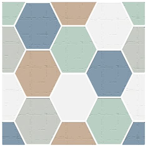 QORVA-6 pièces carreaux hexagonaux bleus et verts (20 x 20 cm) - Autocollants pour cuisine, salon, salle de bain et décoration intérieure PVC (1/5)