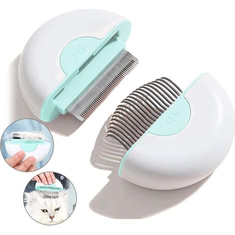 Brosse Pour Chat - Peigne De Toilettage 2 En 1 - Massage Et Epilation - Accessoire Vert Pour Animaux (1/4)