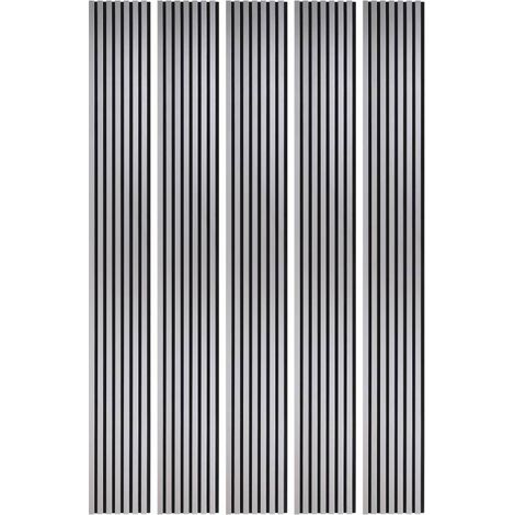 Mur TV - Lot de 5 Panneaux tasseaux bois 250 x 30 x 1,9 cm - alu/feutrine noir - 3,75m² (1/5)