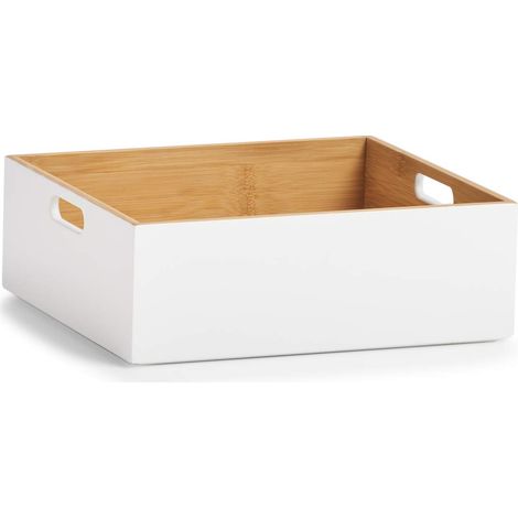 Zeller Scatola portaoggetti in bambù, Colore: Bianco, Bianco, ca. 30 x 27 x 10,5 cm (1/5)