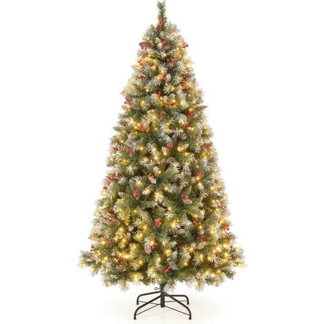 Albero di natale artificiale da 195 cm con luci neve pigne e bacche rosse 88304366 88304366 88304366 88304366 88304366 88304366 88304366 88304366 88304366 88304366 88304366 88304366