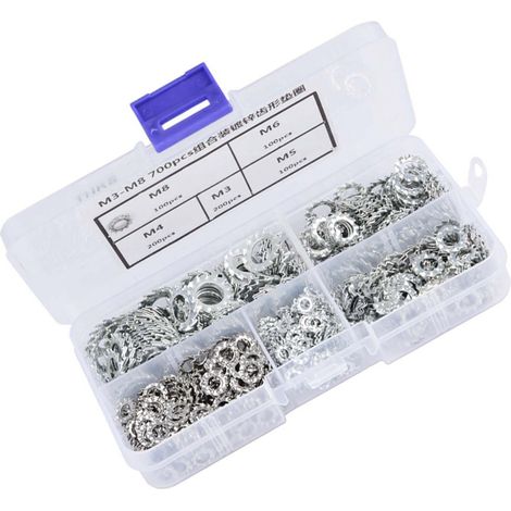 Lot de 700 rondelles dentées galvanisées M3-M8 (1/5)