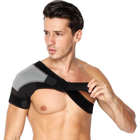 Attelle d'épaule légère réglable, support unique pour blessure musculaire et luxation articulaire, taille unique, gris et noir, épaule droite (1/5)
