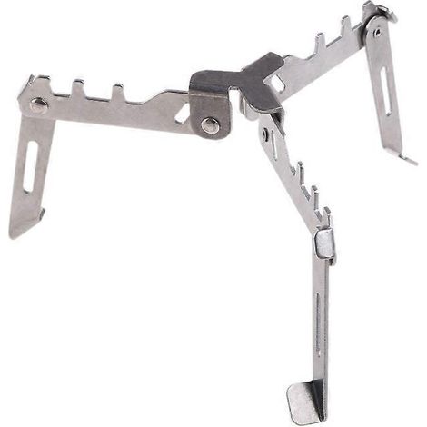 Trépied pliable en acier inoxydable pour réchaud de camping, support triangulaire fixe pour bouteille de gaz, base stable pour cuisson extérieure portable. (1/4)