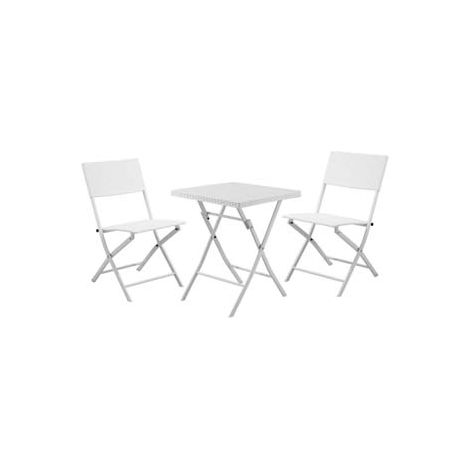 SET GIARDINO FOLD WHITE IN RATTAN SINTETICO PP TRE PEZZI    VETTE