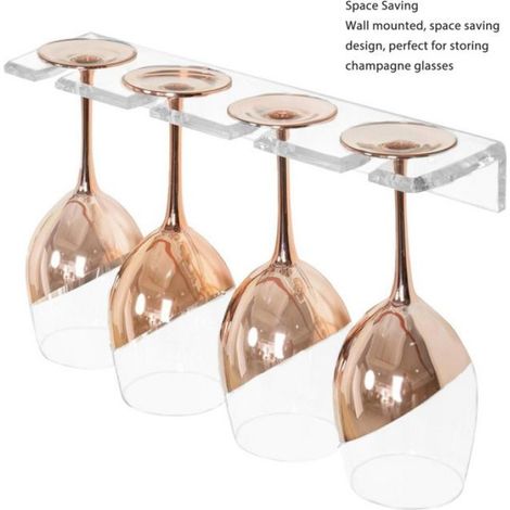 Support Mural Pour Verres A Vin - Acrylique - 37 5 X 9 X 3 Cm - Convient Cuisine Salle A Manger Bar - 2 Pieces (1/5)