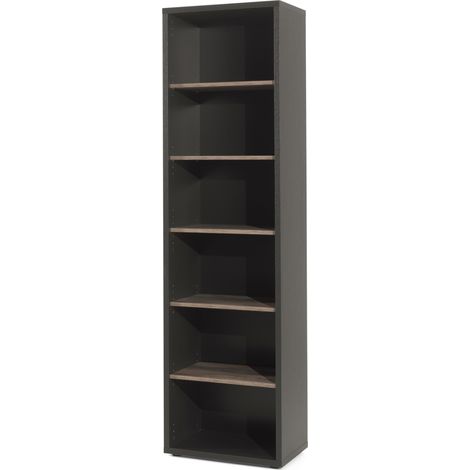 Bücherregal für das Büro mit 5 Regalen in Alt-Eichenfarbe und Schwarz  Kollektion SOON  Meublorama