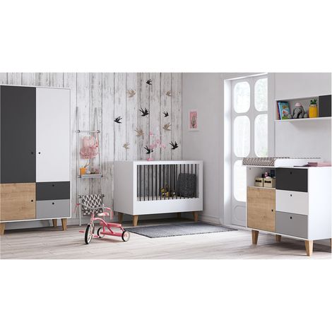 Komplettzimmer Mitwachsendes Babybett Wickelkommode & Kleiderschrank Vox Concept Eiche (1/5)