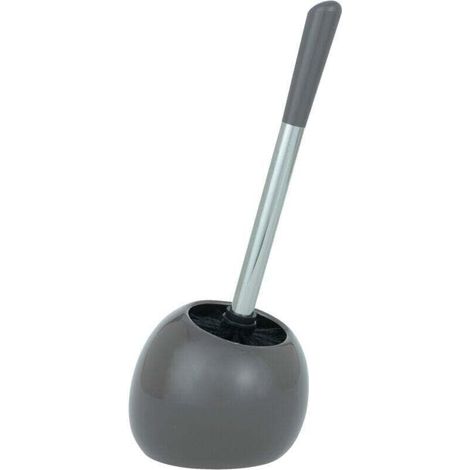 Porte Brosse WC Céramique Polaris, brosse WC noir, brosse WC remplaçable, 19x34,6x14,6 cm, Gris