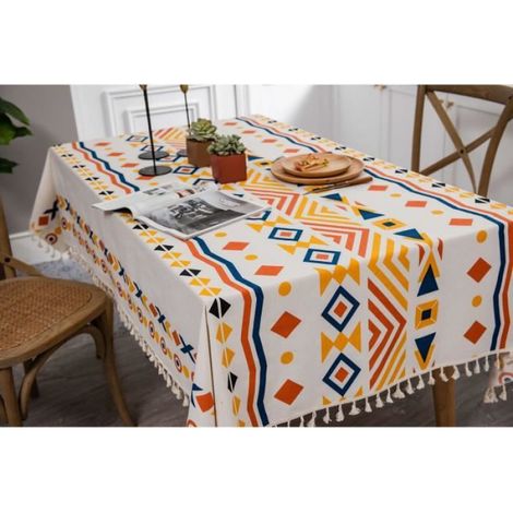 Nappe de table - - Carré - 140x140cm - Imperméable - Beige Jaune (1/4)