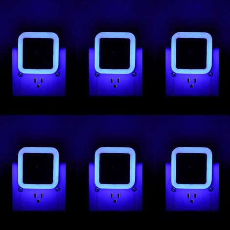 Veilleuses - Ensemble de 6 veilleuses murales - Lumière bleue - Convient aux chambres, salles de bains et couloirs (1/4)