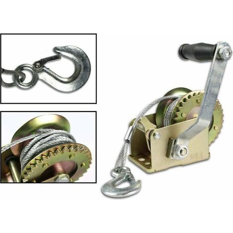 TrAdE Shop Traesio - Paranco Manuale 600 Lb Con Cavo In Acciaio 8 Metri Sollevatore Verricello -