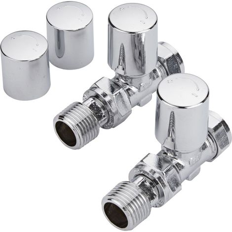 Milano 15mm Chrome Straight Heated Towel Rail Radiator Valves - Pair (1/3)