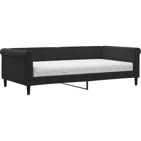Maison Exclusive - Divano Letto con Materasso Nero 100x200 cm in Velluto (1/5)