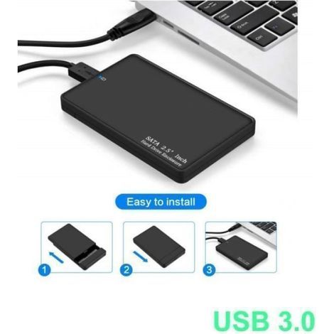 Box esterno per hard disk USB 3.0 con adattatore per HDD/SSD SATA da 2,5 pollici (7/9,5 mm, UASP ad alta velocità 5 Gbit/s) (1/5)