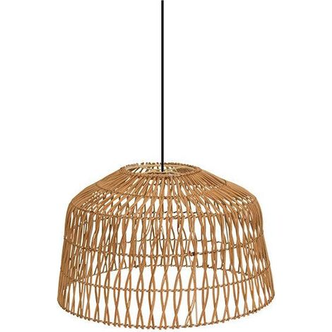 Hängeleuchte Rattan Ø 49 cm Natur E27 Boho Style Modern Hängelampe Wohnzimmer Pendelleuchte Schlafzimmer (1/3)