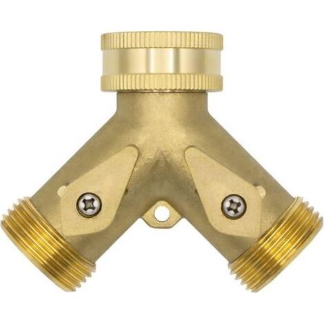 Distributeur en Y 2 voies 10964, 3/4" AG, laiton, avec vannes d'arrêt (1/4)