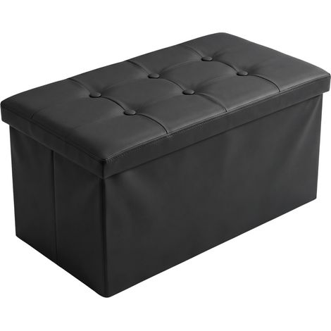 Rechteckiger Hocker mit Stauraum aus Kunstleder, faltbar, 80 x 40 x 40 cm (1/5)