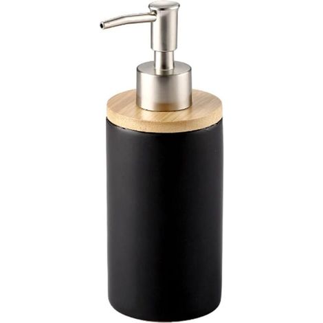 400-ml-Keramik-Flüssigseifenspender, nordisches Design, ideal für Küche und Bad, Schwarz, Flasche, 1 Stück (1/4)