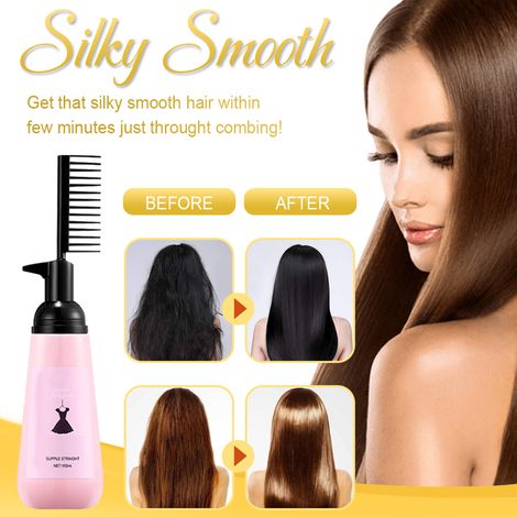 Lisseur de cheveux 150ml Brosse peigne 2 en 1 Crème défrisante professionnelle Coiffure rapide (1/5)