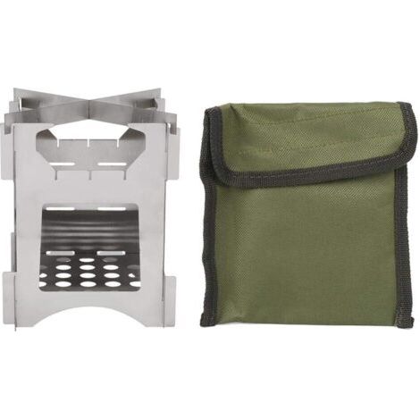 Faltbarer Mini-Holzkocher aus Edelstahl, faltbar, ideal für Camping und Wandern, inklusive Tasche