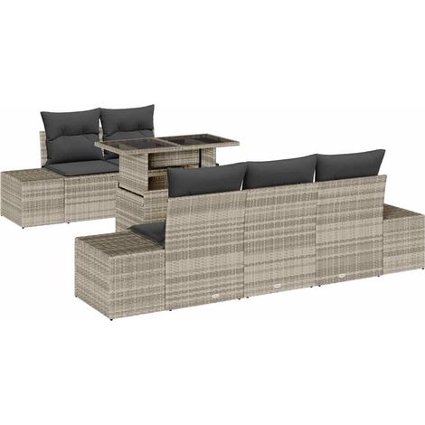 Maison Exclusive - Set di divani con cuscino 6 pcs Grigio chiaro polyrattan (1/5)