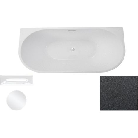 Baignoire asymétrique graphite glam avec bonde blanc VICA 170x80 (1/2)