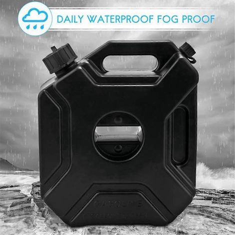 Lot de 2 bidons de carburant noirs de 5 litres pour voiture et moto, avec serrure et clé. (1/5)