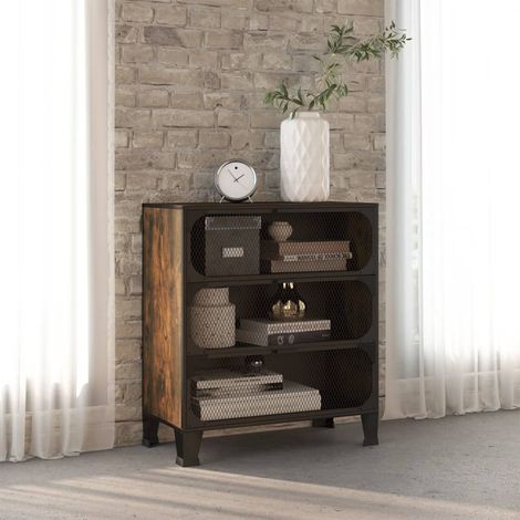 vidaXL Storage Cabinet Rustic Brown 72x36x82 cm Metal and MDF