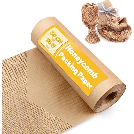 Honeycomb Paper Roll 30cmx30m - Packaging Material, Tissue Paper, Alternative to Bubble Film, Roll for Shipping and Moving - Protection for Fragile Objects (1/5)