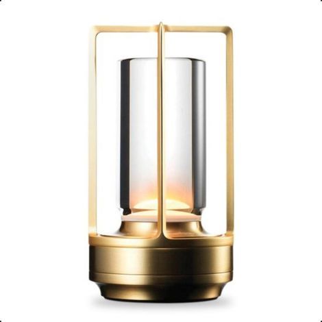 Lampe de Table en métal Portable, Photo Trois Couleurs alimentée par Photocell, Une lumière LED Rechargeable, adaptée à l'intérieur extérieur/Bar, Or adapté aux Chambres, Salons, Bureaux (1/5)