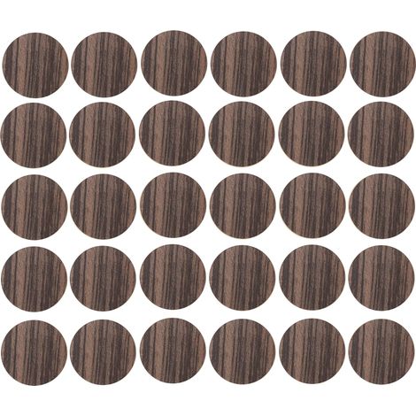 30x Cache vis adhésif autocollant diamètre 20mm bouchon trou meuble table chaise maison, bois marron bois zébré