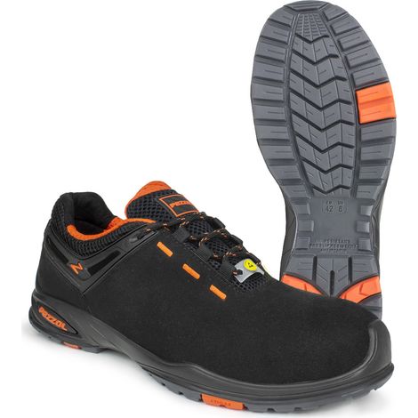 Pezzol Lem S3 ESD SCR scarpe basse da lavoro n. 45 antifortunistica in microfibra scamosciata made in Italy Nero + Arancione 45 (1/5)