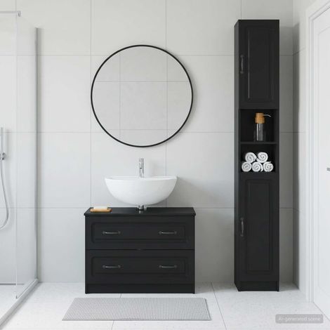 vidaXL 2 Piece Bathroom Cabinet Set UTRECHT Black Engineered Wood (1/5)