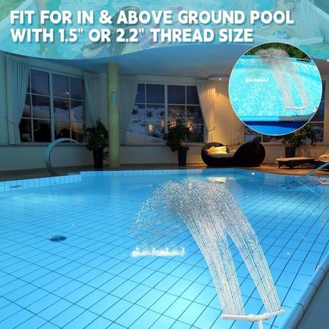 Jet d'eau en cascade pour piscine, fontaine de piscine, aérateur de piscine, cascade hydrodynamique réglable pour jardin extérieur, compatible avec interface 1,5 pouce (blanc)