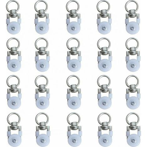 20pcs Curtain Track Rollers, Track Rollers, Curtain Rod Rollers Slides, Silent Pulley, Window Curtain Track Double Track Roller, for Windows Curtain Tracks (1/5)