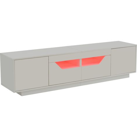 Lowboard Weiß Hochglanz 180x40x45 cm mit 2 Schubladen, 2 Schränken und LED (1/5)