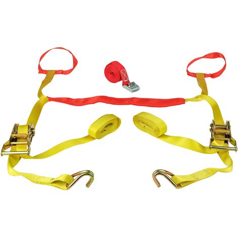 Système d'arrimage moto 10323 – 2 sangles avec cliquet et crochets en J – Force de traction max. 1300 kg – Sac de rangement inclus – LAS (1/7)