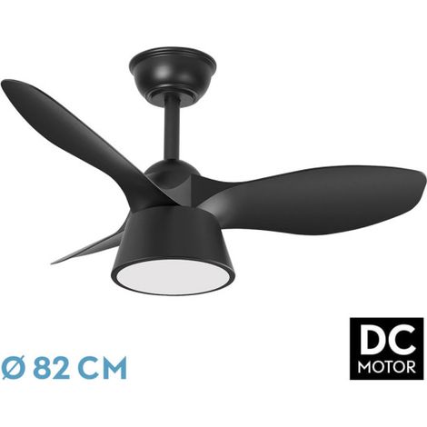 Fan DC-Fan Black con threeBladescon 6 velocità regolabili 3 temperature deLight Selectable Remote Control Included