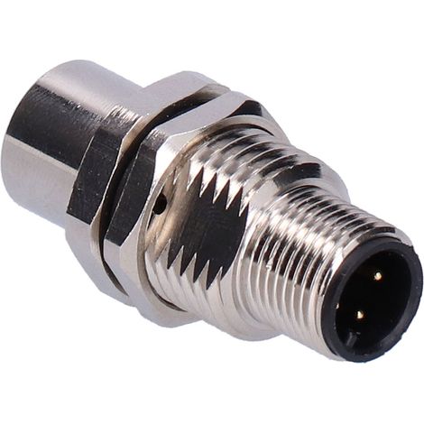 Stecker-Buchse IP67, Einbaubuchse mit vernickeltem Messinggehäuse, M12‑I‑4 (1/5)