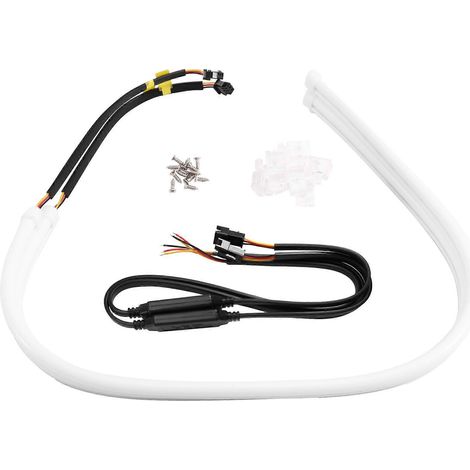 Bande LED séquentielle flexible ultra-lumineuse de 60 cm pour feux de jour (DRL), blanc et jaune. (1/5)