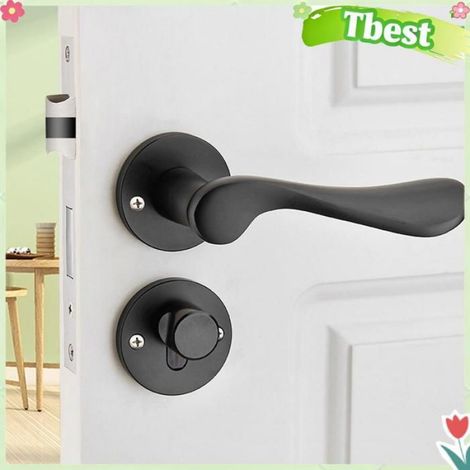 Ensemble De Serrure De Porte - Aluminium Spatial - Pour Porte Épaisseur 3,5 À 4,5 Cm - Noir - 1 Pièce (1/5)